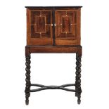 An Italian rosewood and simulated pietre dure collectors cabinet  , mid 17th century, with hinged