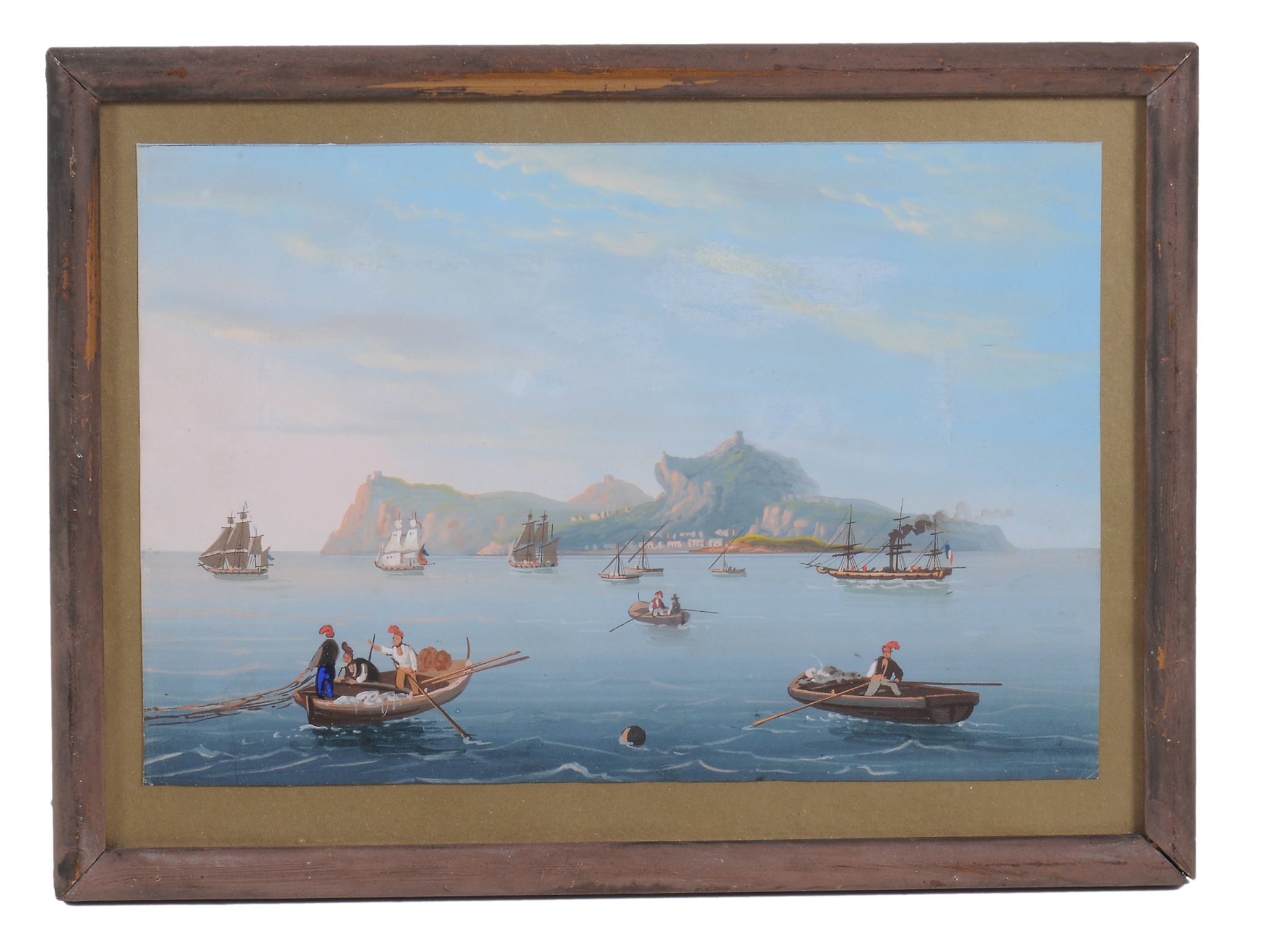 Neapolitan School (19th century) View towards Capri with boats  Gouache  12.5 x 18.5 cm (4 7/8 x 7 - Image 2 of 2