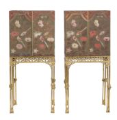 A pair of Chinoiserie cabinets on giltwood stands,   the stands 19th century , each cabinet