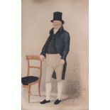 W. A. Thorpson (19th Century) Portrait of a gentleman standing by a chair Watercolour Dated   August