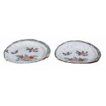 A pair of Japanese shell dishes, 19th century  ,  the centres painted with groups of shells, the