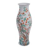 A Chinese porcelain vase,   19th century,  of slender waisted and tapering form, painted with peach