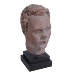 A sculpted red stone model of the head of a man in Renaissance taste,   probably 19th century,