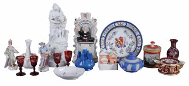 A selection of assorted ceramics  ,  to include: a Staffordshire Wesley pulpit figure group; a