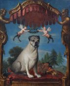 Italian School (18th century)  An apotheosis of a favourite pug  Inscribed:  NEC SATIATA NEC LASSATA