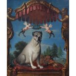 Italian School (18th century)  An apotheosis of a favourite pug  Inscribed:  NEC SATIATA NEC LASSATA