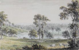 Anthony Devis (1729-1817)  Near Newick Park, Sussex  Pencil and watercolour  12 x 19 cm. (4 3/4 x