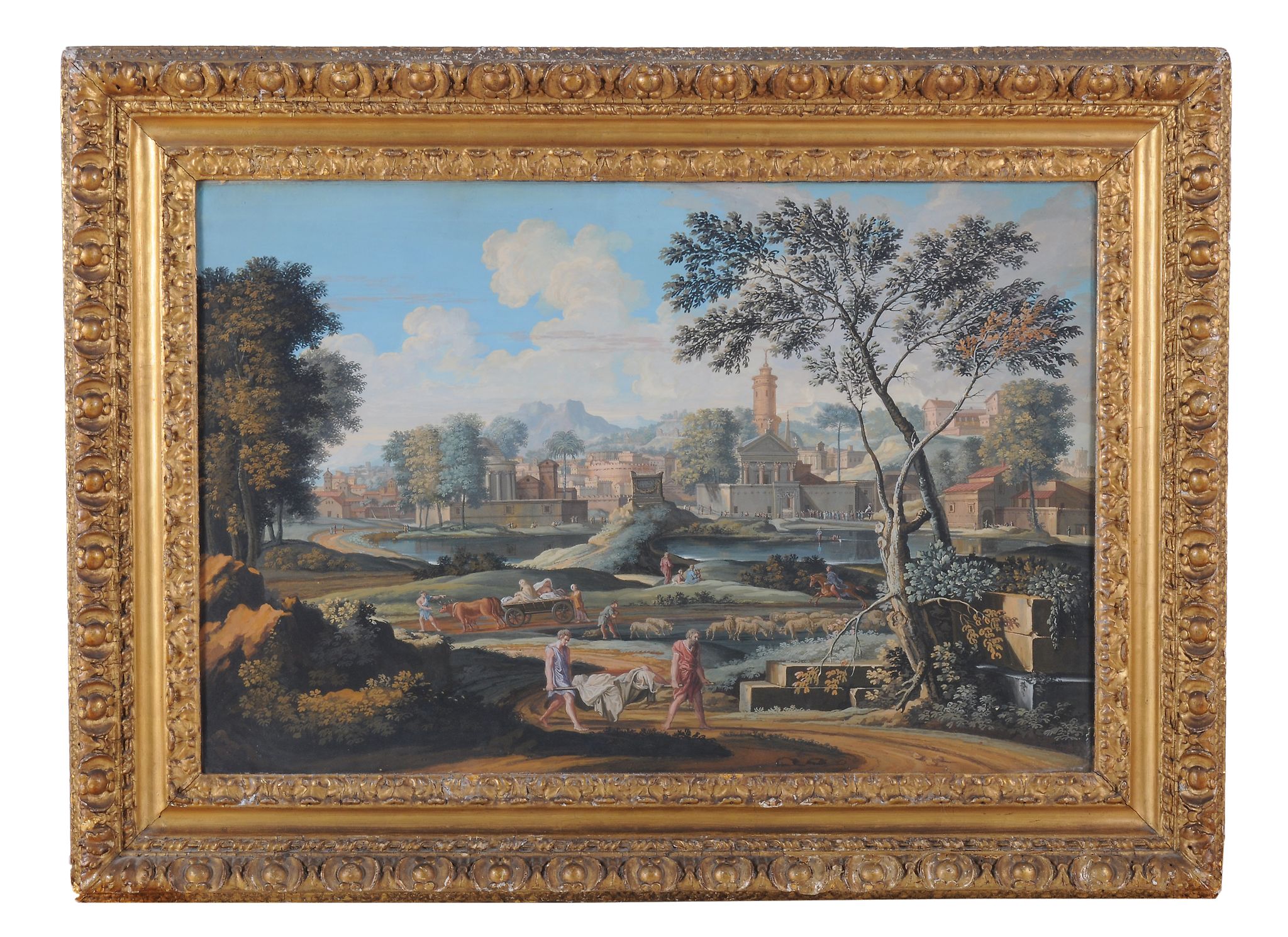 After Nicholas Poussin (1594-1665)  The Burial of Phocion  Gouache 41 x 63 cm. (16 x 24 3/4 in) - Image 2 of 3