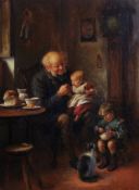 James Clark (fl. 1858-1910)  Breakfast with Grandpapa  Oil on canvas Signed lower right  J. Clark