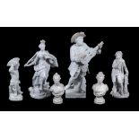 Two Meissen Marcolini figures of a Musician and Hope or Justice;   together with  a Ludwigsburg