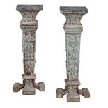 A pair of green painted pedestals,   Italian, late 19th century ,  the square variagated green