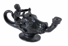 An Italian bronze oil lamp  , late 19th century, probably Chiurazzi foundry,  in the form of a