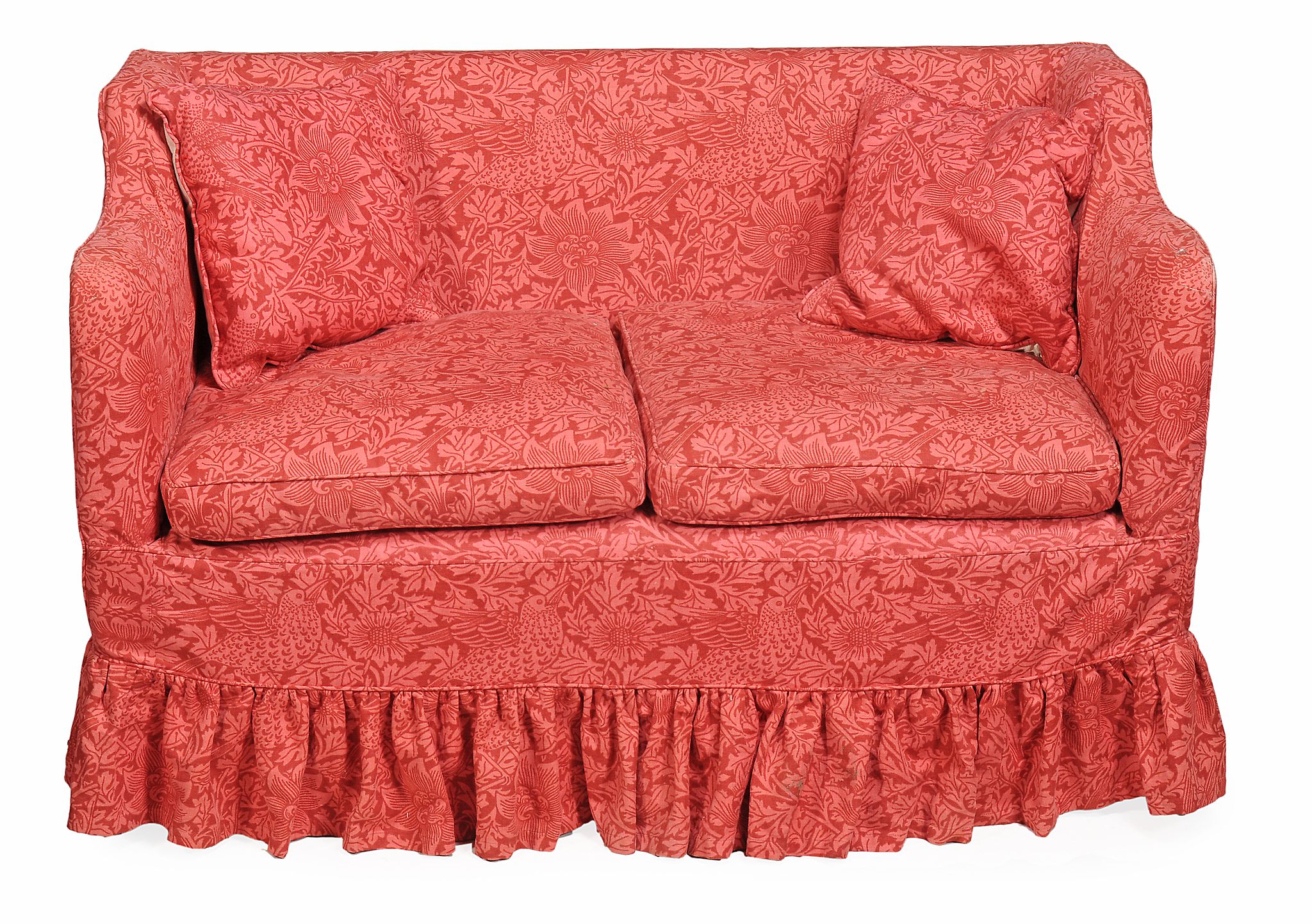 A Regency mahogany settee  , circa 1815,  with a stuffed back, winged arms and two seat squabs, on