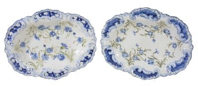 A pair of James Macintyre  &  Company shaped oval dessert dishes,   designed by William Moorcroft,