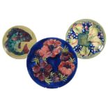 Anemone, a Moorcroft 12in plate,   impressed marks, blue painted initials, 31cm diameter; Leaves