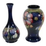 Clematis, a Moorcroft inverted baluster vase,   impressed marks, blue painted initials, 23cm high;