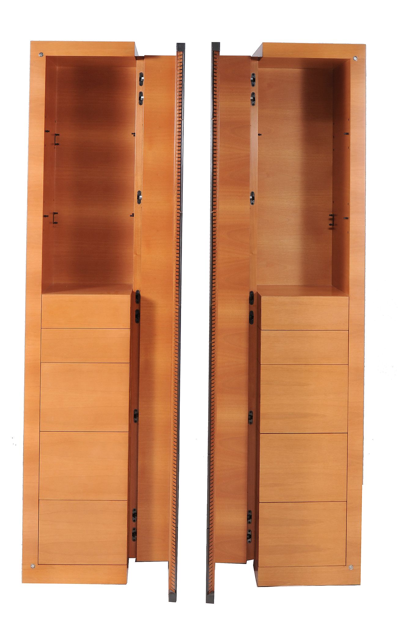 Jaime Tresserra Clapes (b. 1943), a pair of walnut Zipper Columna tall cupboards,   sycamore lined, - Image 2 of 3