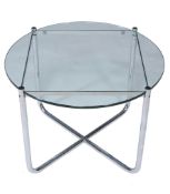 Ludwig Mies van der Rohe, an MR table,   chromium plated steel and glass, designed circa 1927, of