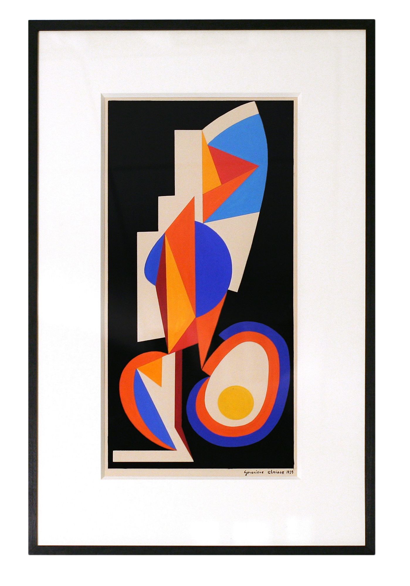 Genevieve Claisse (b. 1935)  Composition Gouache on paper Signed and dated 1959 lower right  53.5cm