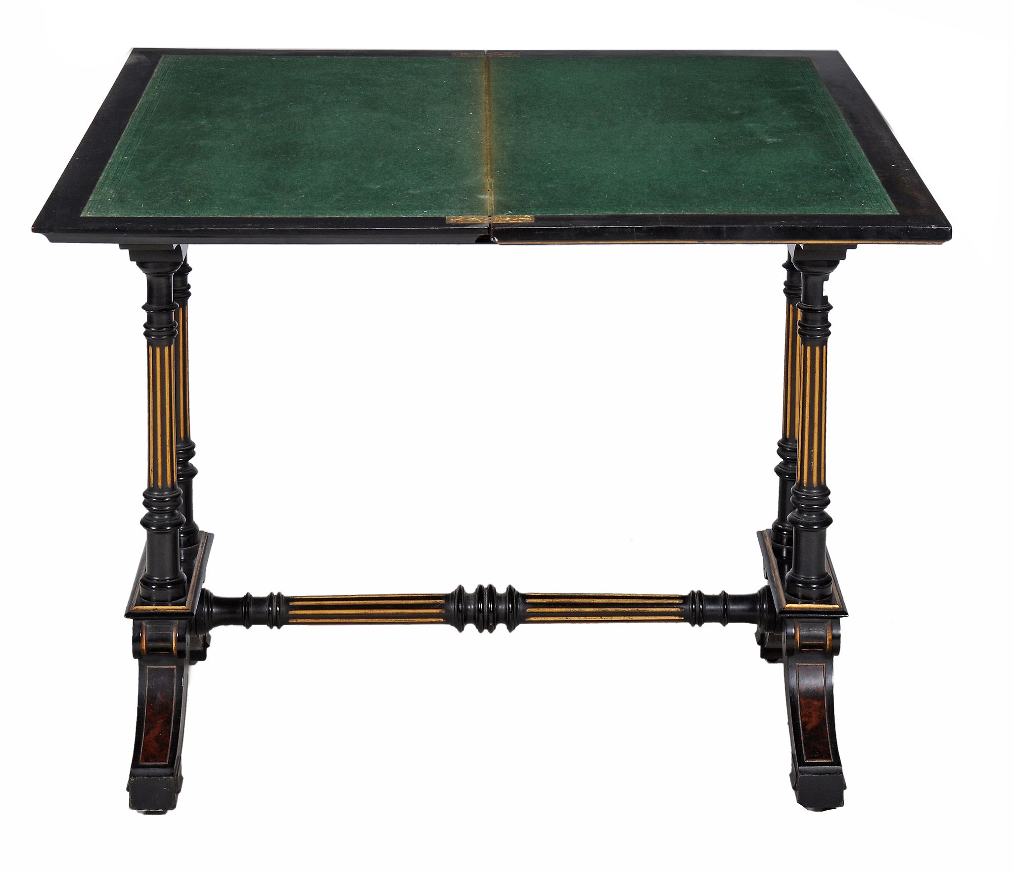 An Aesthetic ebonised and thuya card table by Gillows,   late 19th century, the hinged top opening - Image 2 of 3