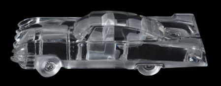 Eldorado, a Cristal Daum clear and frosted glass model of a car (automobile),   engraved mark, 41cm