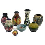 A group of small Moorcroft pieces,   comprising: Pansy, an enamel baluster vase, 2001, 4.7cm high,