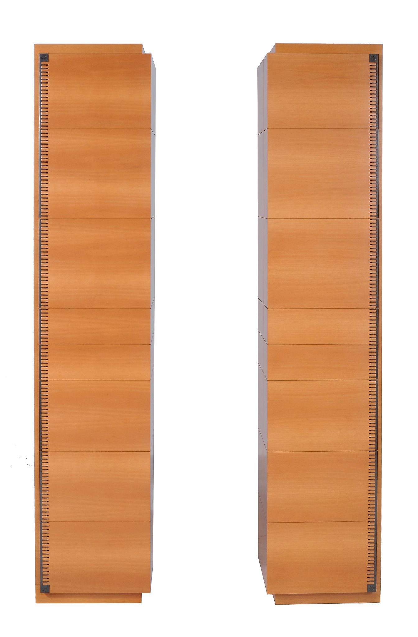 Jaime Tresserra Clapes (b. 1943), a pair of walnut Zipper Columna tall cupboards,   sycamore lined,