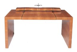 Jaime Tresserra Clapes (b. 1943), a walnut Lettera desk,   with fitted drawers, sycamore lined, tan