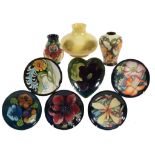 A group of small Moorcroft pieces,   comprising: Anna Lily, a baluster vase, (19)98, 9.5cm high; a