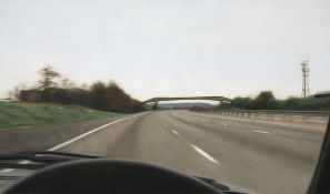 Jo Barrett (British, contemporary) Landscape with Bridge II Oil on canvas 62.5cm x 107cm Please