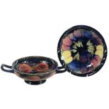 Pomegranate, a Moorcroft kylix shape dish,   impressed marks, blue painted signature, 23.5cm wide