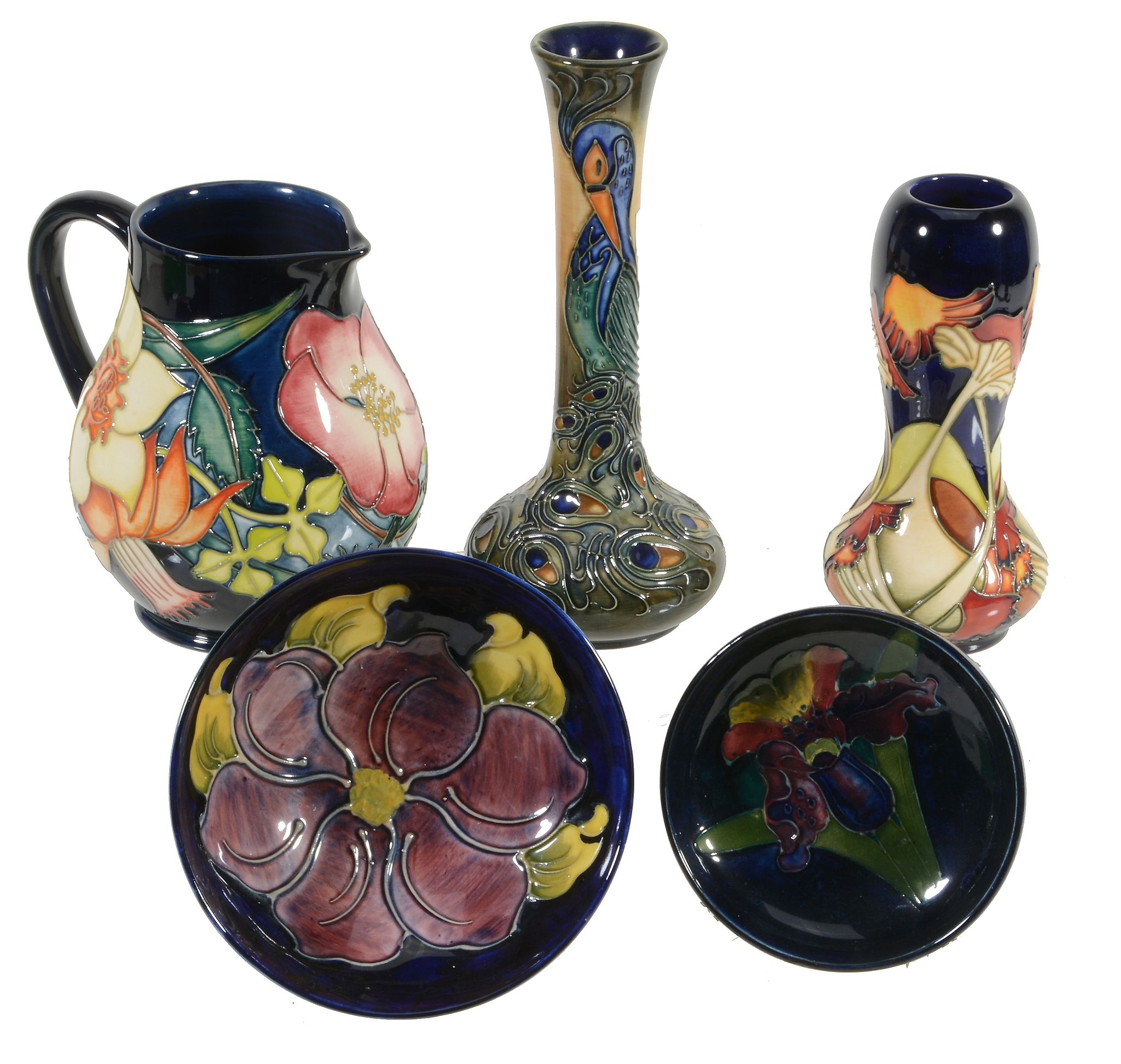 Phoenix, a Moorcroft bottle vase,   1996, 20.5cm high; Parasol Dance, a Moorcroft gourd shape vase,