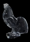 A Cristal Lalique clear and frosted glass large cockerel,   engraved mark, 46.5cm high  IMPORTANT: