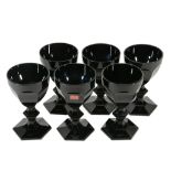 Philip Starck for Baccarat, a set of six Harcourt Darkside black glass goblets and six water