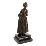George Van Der Straeten (1856-1928), a bronze figure of a young lady,   in late 18th century dress,