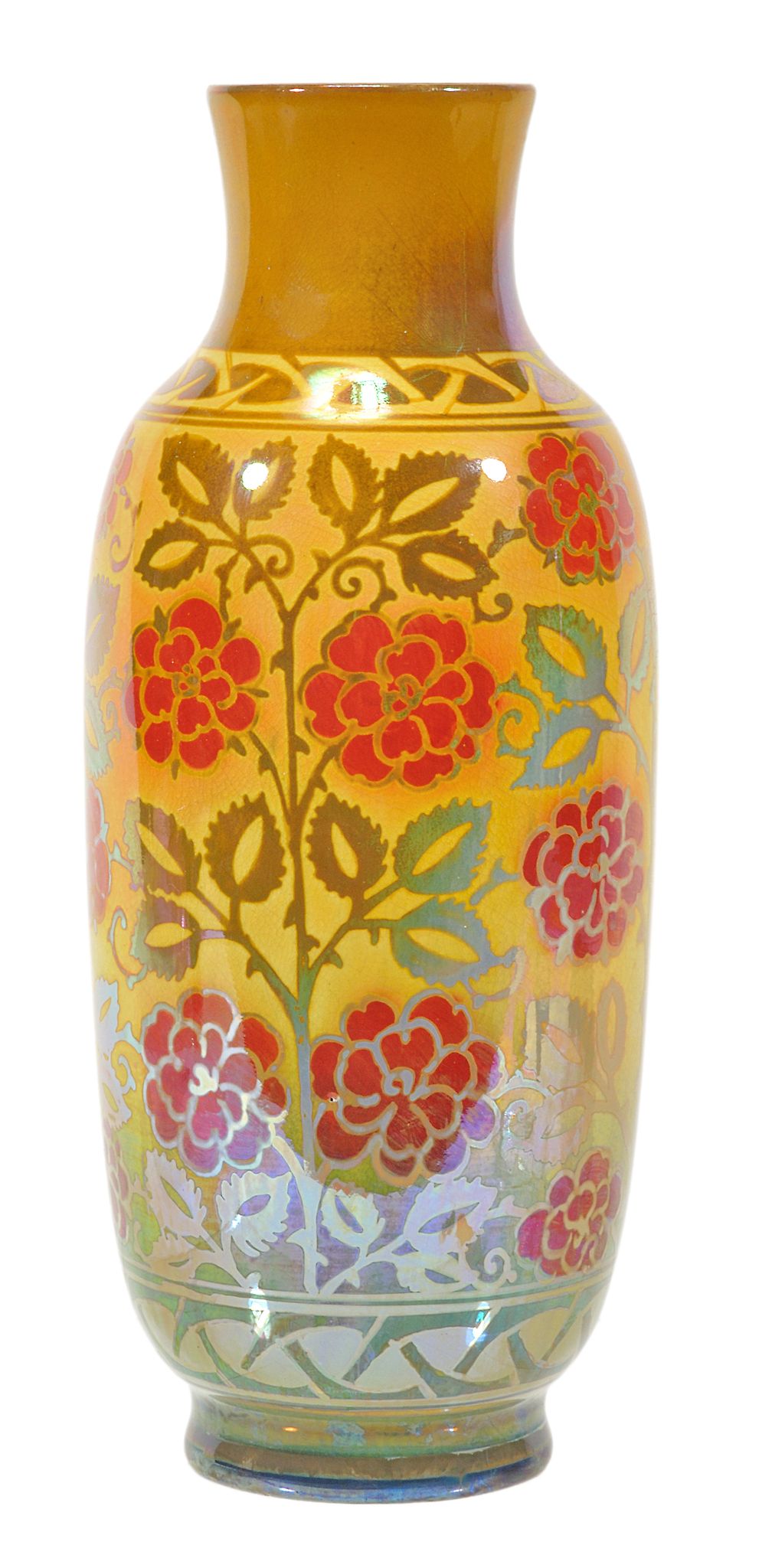 A Pilkington's Royal Lancastrian slender lustre vase,   decorated by William S. Mycock, date cypher