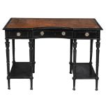 An Aesthetic ebonised writing table by Collinson  &  Lock  , circa 1890, the gilt tooled leather