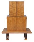 John Makepeace, OBE (b. 1939), a walnut Cluster double cabinet on stand,   the upper cabinet with