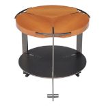 Jaime Tresserra Clapes (b. 1943), a walnut and black finished steel circular side table,   50cm
