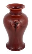 Flamminian, a Moorcroft inverted baluster vase,   red glazed, the tube lined roundels with leaf