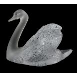 Cygne Tete Vers le Haut, a Cristal Lalique clear and frosted glass large swan,   engraved mark, 23.