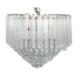 A Venini crystal glass tiered waterfall chandelier,   1930s, 75cm high, 60cm diameter (approx.)