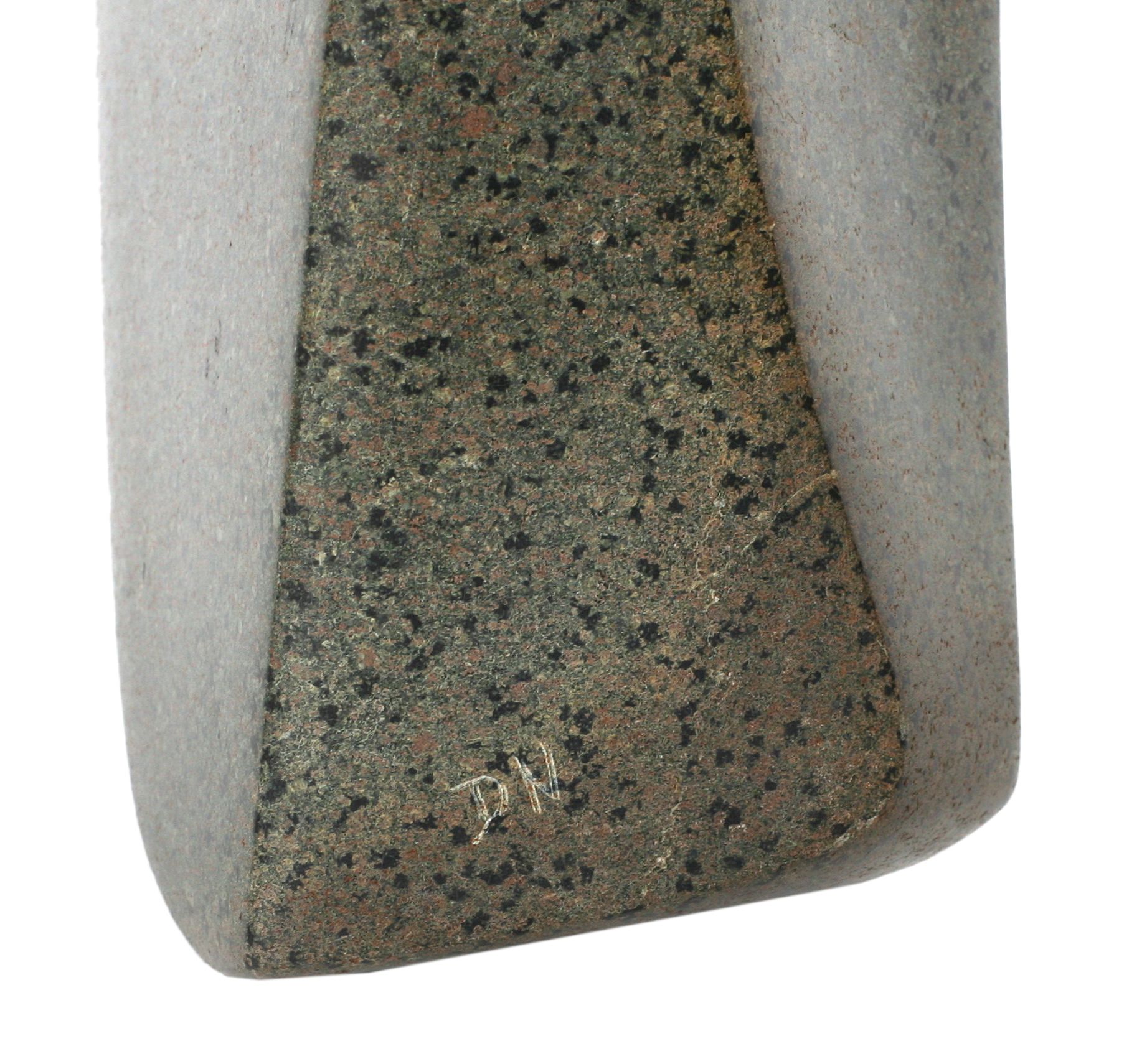 Dori Neumann, Lull before the Storm, a grey/green granite sculpture,   initialled DN, 40cm high - Image 2 of 2