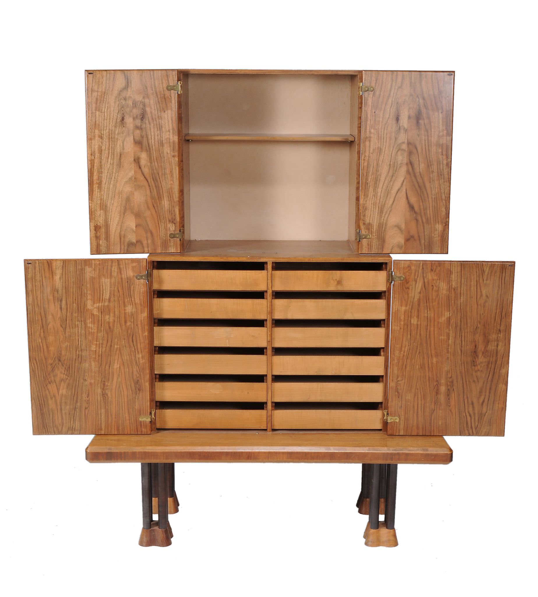 John Makepeace, OBE (b. 1939), a walnut Cluster double cabinet on stand,   the upper cabinet with - Image 2 of 2