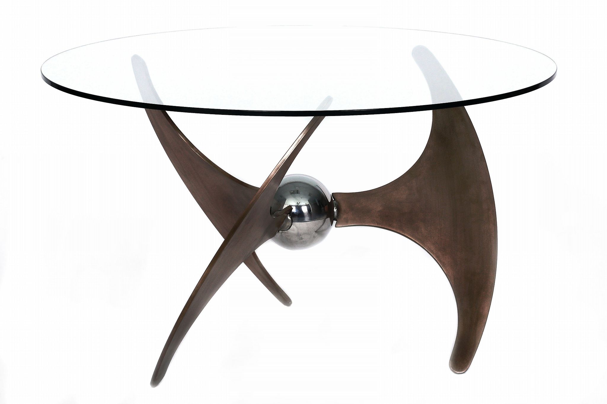 L. Campanini for Cama, an adjustable coffee/dining table,   circa 1973, brushed and chrome plated