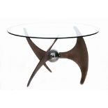 L. Campanini for Cama, an adjustable coffee/dining table,   circa 1973, brushed and chrome plated