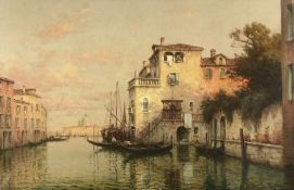 Antoine Bouvard (1870-1956) - Venetian canal with Santa Maria della Salute in the distance Oil on