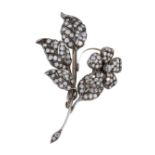 A diamond foliate brooch, the leaves set with brilliant cut diamonds  A diamond foliate brooch,