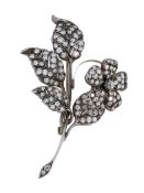 A diamond foliate brooch, the leaves set with brilliant cut diamonds  A diamond foliate brooch,