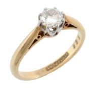 A diamond single stone ring, the brilliant cut diamond, estimated to weigh 0  A diamond single stone